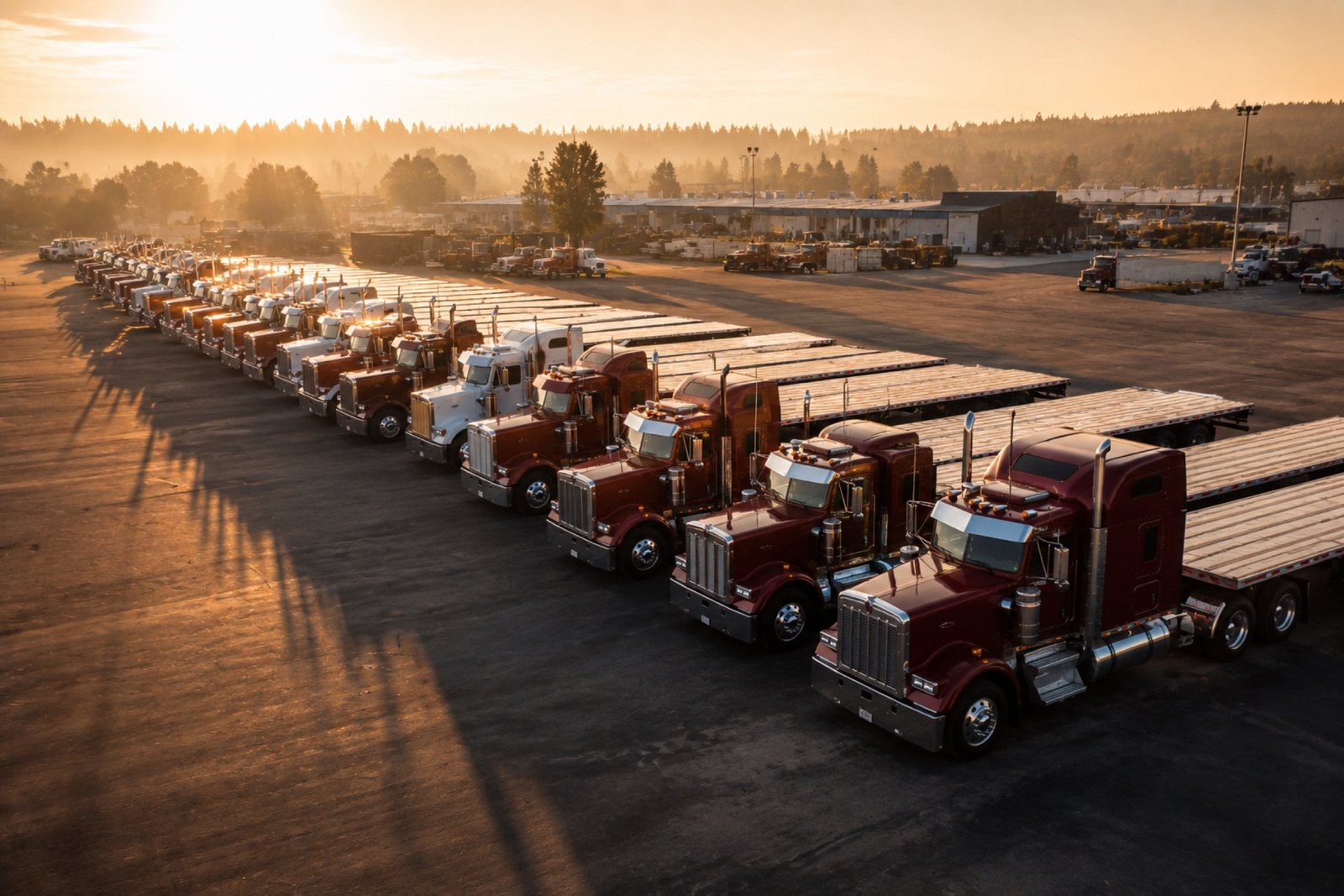 Aerial view of the AFC fleet at golden hour